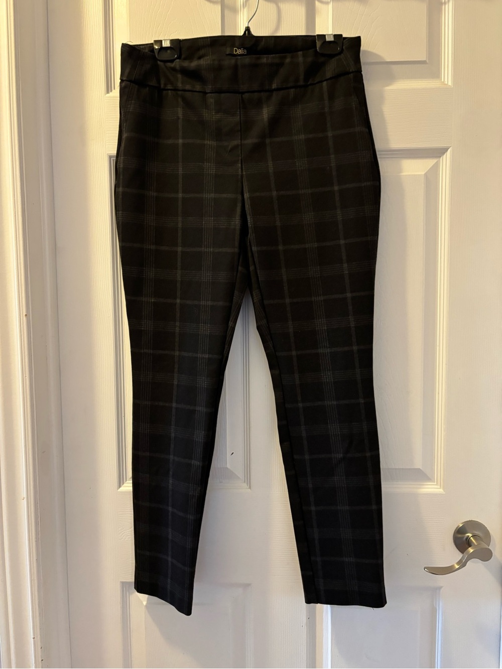 Dalia Black Subtle Plaid Slim Trousers